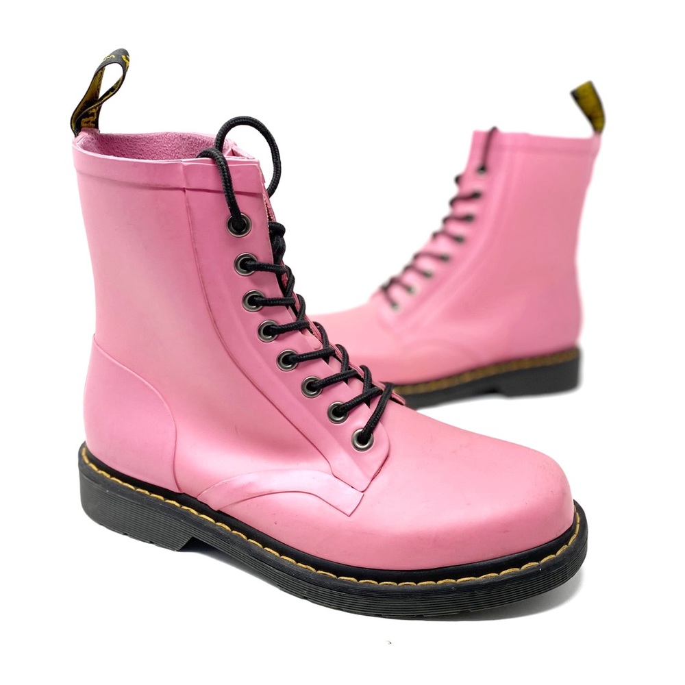 Dr. Martens Drench 8 Eye Rain Boots in Pink 10